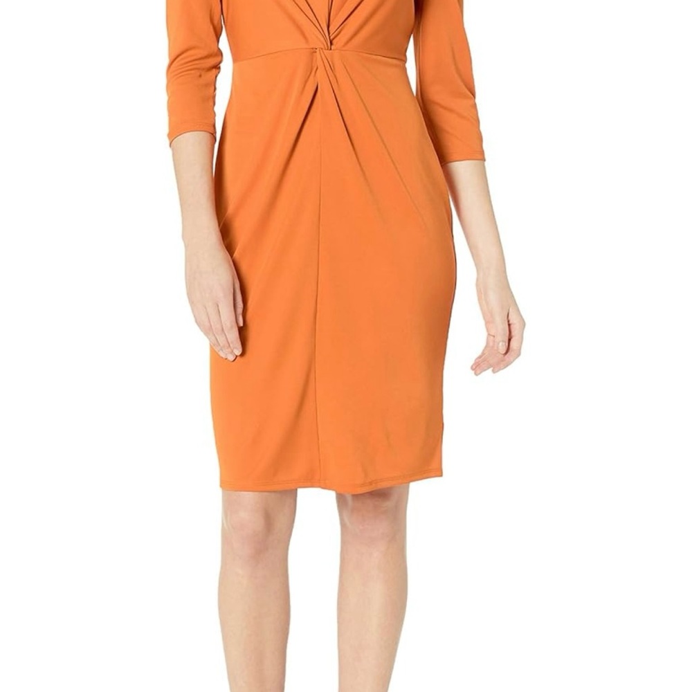 Lark & Ro Vibrant Orange Long Sleeve Dress